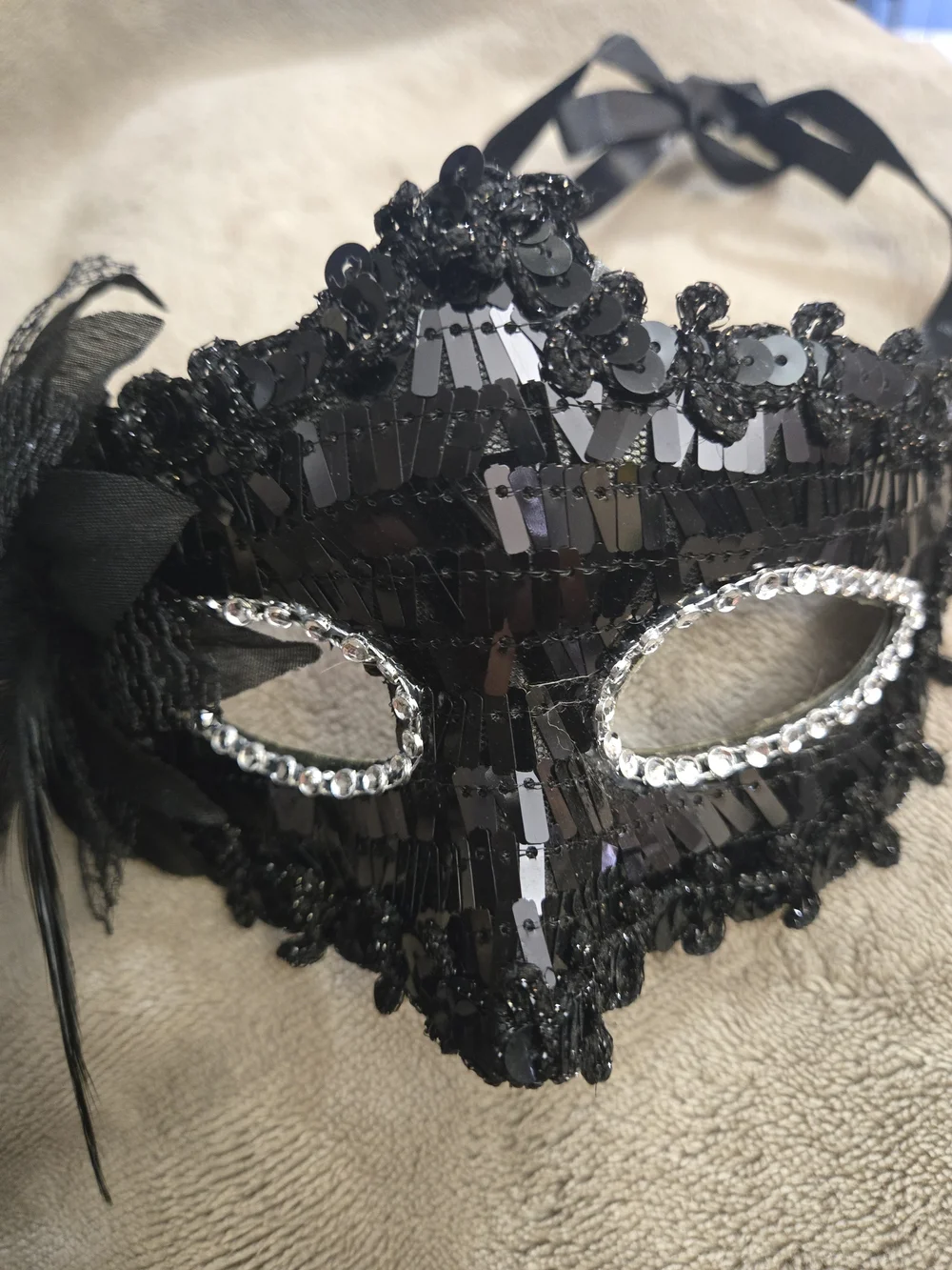 His And Hers Black Sequin & Glitter Masquerade Mask Set - Elegant Party Eye Mask